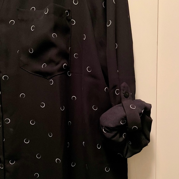 Reitmans Black & White Circle Pattern 3/4 Sleeve Blouse Size L - Picture 2 of 5